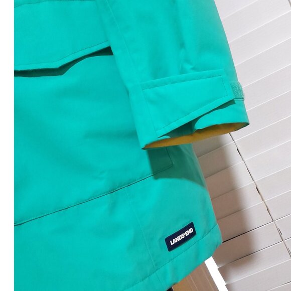 Waterproof Wind Proof Static Proof Lined Hooded Lands End Long Rain Cost Medium - Picture 5 of 9